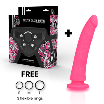 DELTA CLUB - TOYS HARNESS + PINK SILICONE DONG 17 CM -O- 3 CM