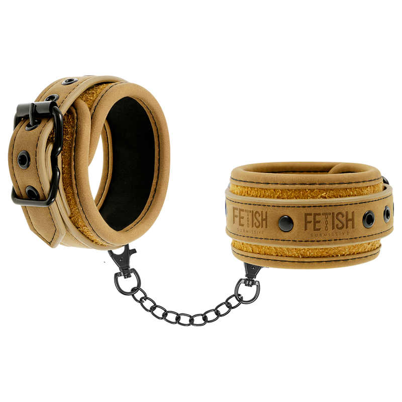 FETISH SUBMISSIVE ORIGEN - VEGAN LEATHER HANDCUFFS WITH NEOPRENE LINING - 2