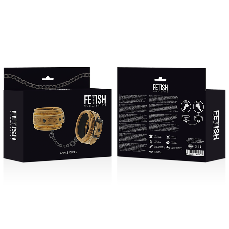 FETISH SUBMISSIVE ORIGIN - NEOPRENE LINING VEGAN LEATHER ANKLE SLEEVES