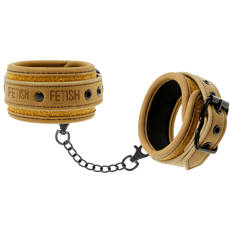 FETISH SUBMISSIVE ORIGEN - VEGAN LEATHER ANKLE CUFFS WITH NEOPRENE LINING - 2