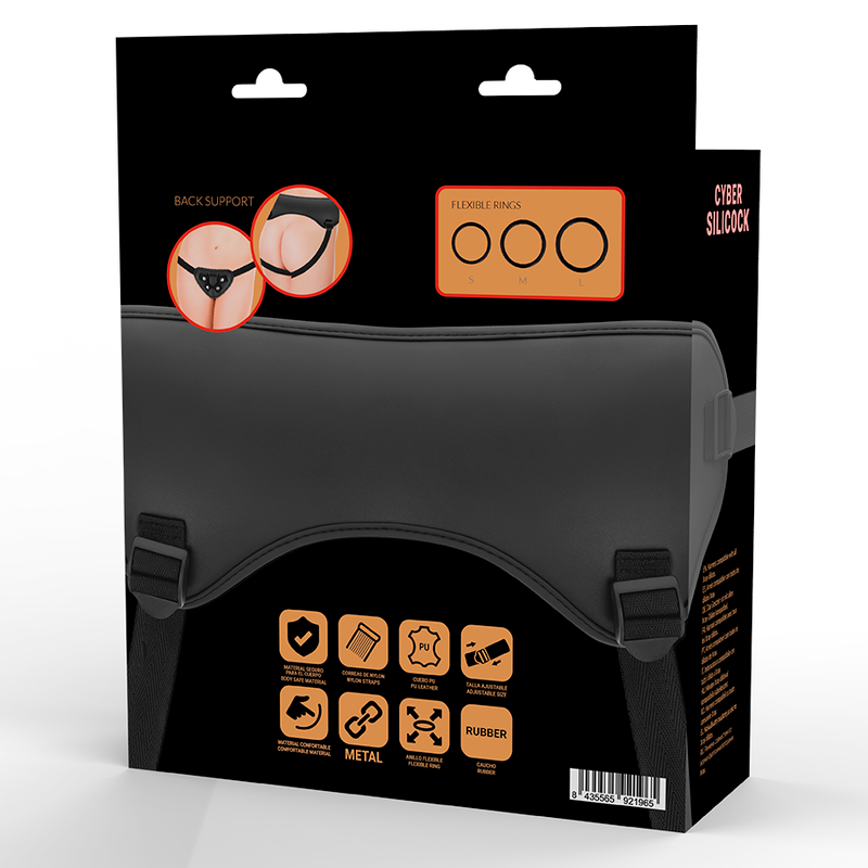 CYBER SILICOCK - STRAP-ON HARNESS WITH 3 RINGS FREE - 1