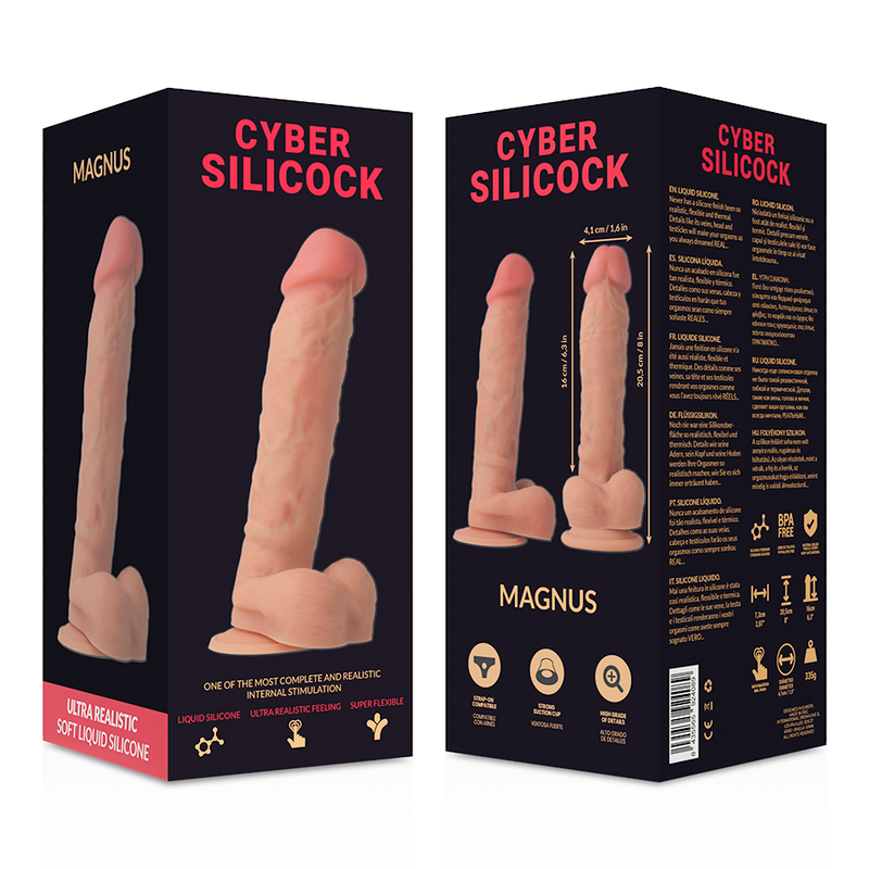 CYBER SILICOCK - STRAP-ON MAGNUS LIQUID SILICONE WITH 3 FREE RINGS 20.5 CM -O- 4.1 CM