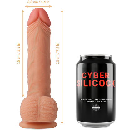 CYBER SILICOCK - FREEMAN LIQUID SILICONE STRAP-ON WITH 3 FREE RINGS 20 CM -O- 3.8 CM