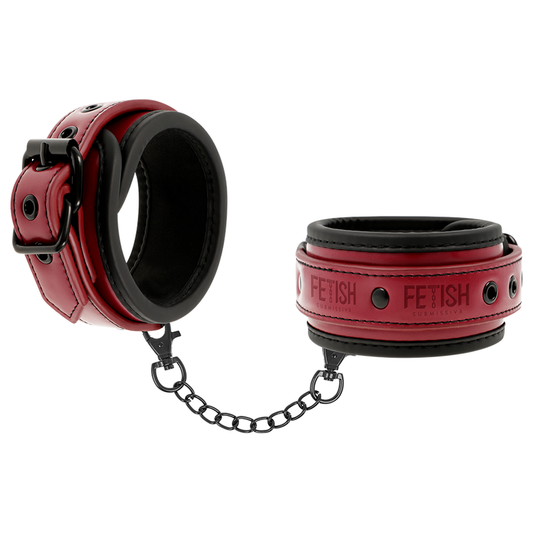 FETISH SUBMISSIVE DARK ROOM - VEGAN LEATHER HANDCUFFS WITH NEOPRENE LINING - 1