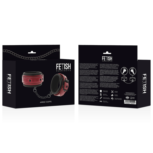FETISH SUBMISSIVE DARK ROOM - VEGAN LEATHER ANKLE HANDCUFFS WITH NEOPRENE LINING - 1