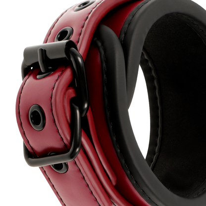 FETISH SUBMISSIVE DARK ROOM - VEGAN LEATHER ANKLE HANDCUFFS WITH NEOPRENE LINING - 4