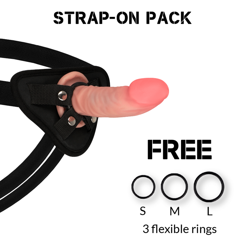 ROCKARMY - HARNESS + DUAL DENSITY TIGER REALISTIC DILDO 14 CM -O- 4.46 CM - 14