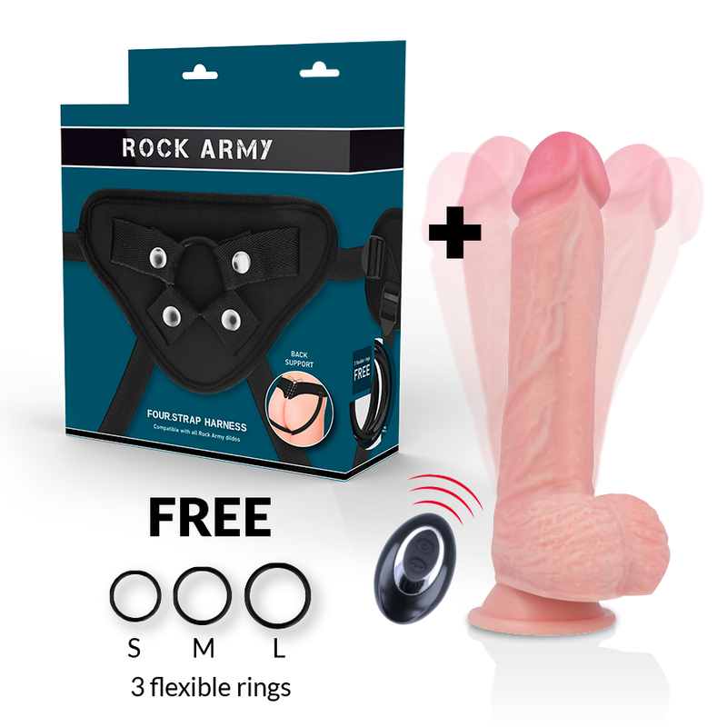 ROCKARMY - HARNESS + LIQUID SILICONE VIBRATOR PREMIUM APACHE REMOTE CONTROL 20.5 CM -O- 4.62 CM - 12