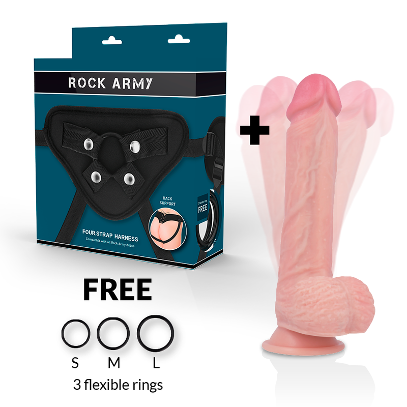 ROCKARMY - HARNESS + ROTATOR AND HAWK VIBRATOR 22 CM -O- 4.6 CM