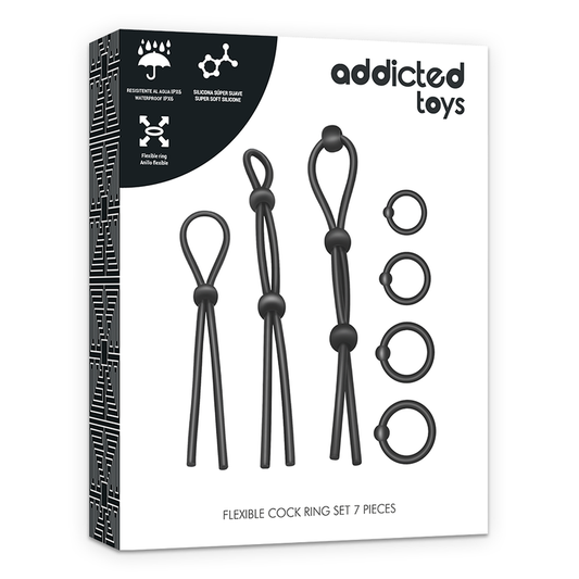 ADDICTED TOYS - FLEXIBLE SILICONE COCK RING SET 7 PIECES - 1